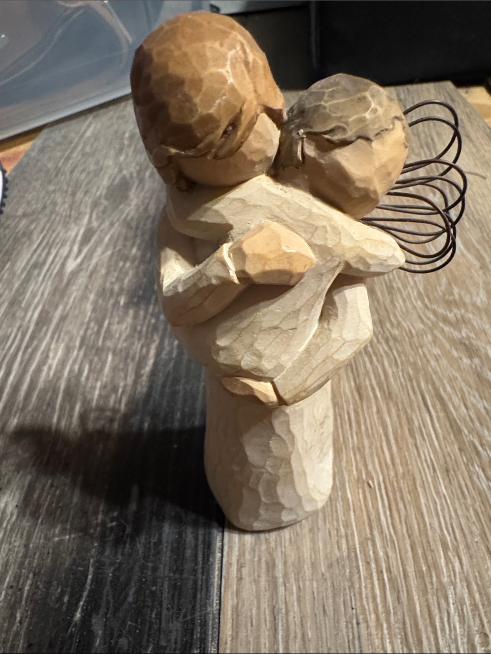 Willow Tree "Angels Embrace" Figurine in Wood Tones with Dark Hair